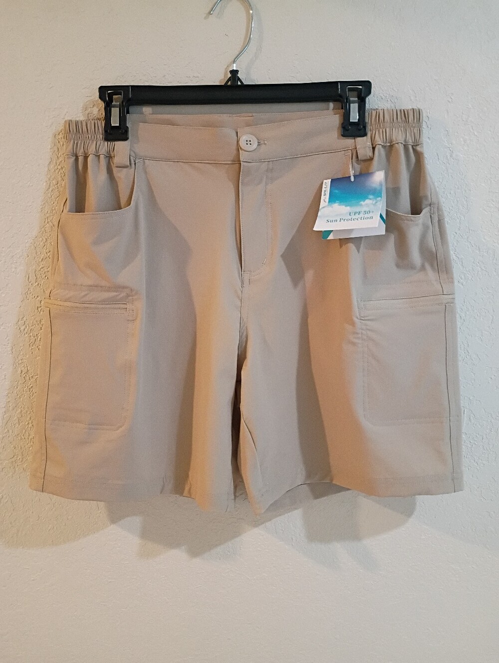 Willit Women Khaki Cargo Nylon Hiking Outdoor Camping Shorts Stretch Size L NWT